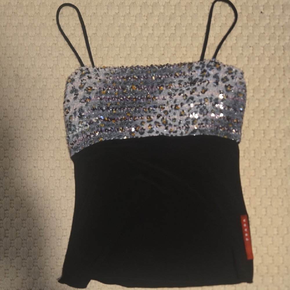 Prada Black and Silver Sequin Camisole